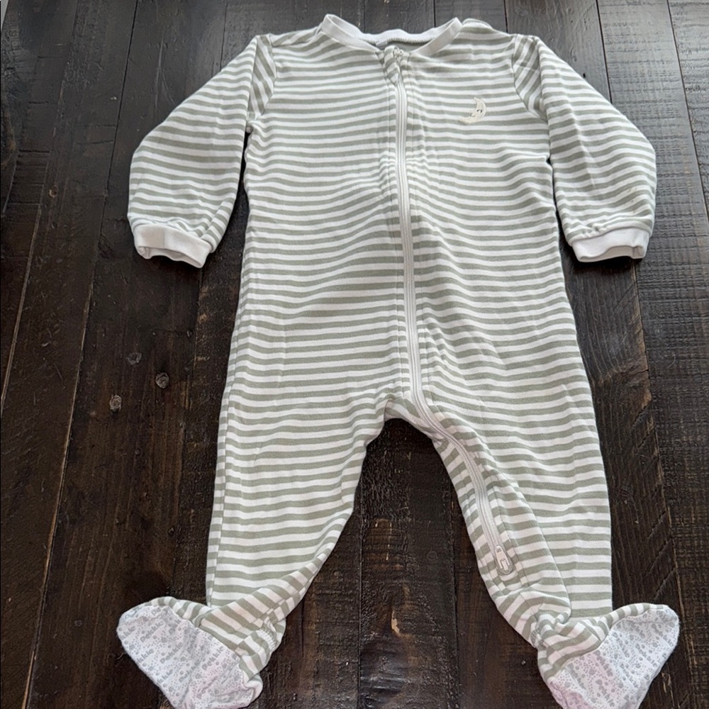 🍄12m PEKKLE Moon Striped Gray Kids One Piece gender neutral EUC
